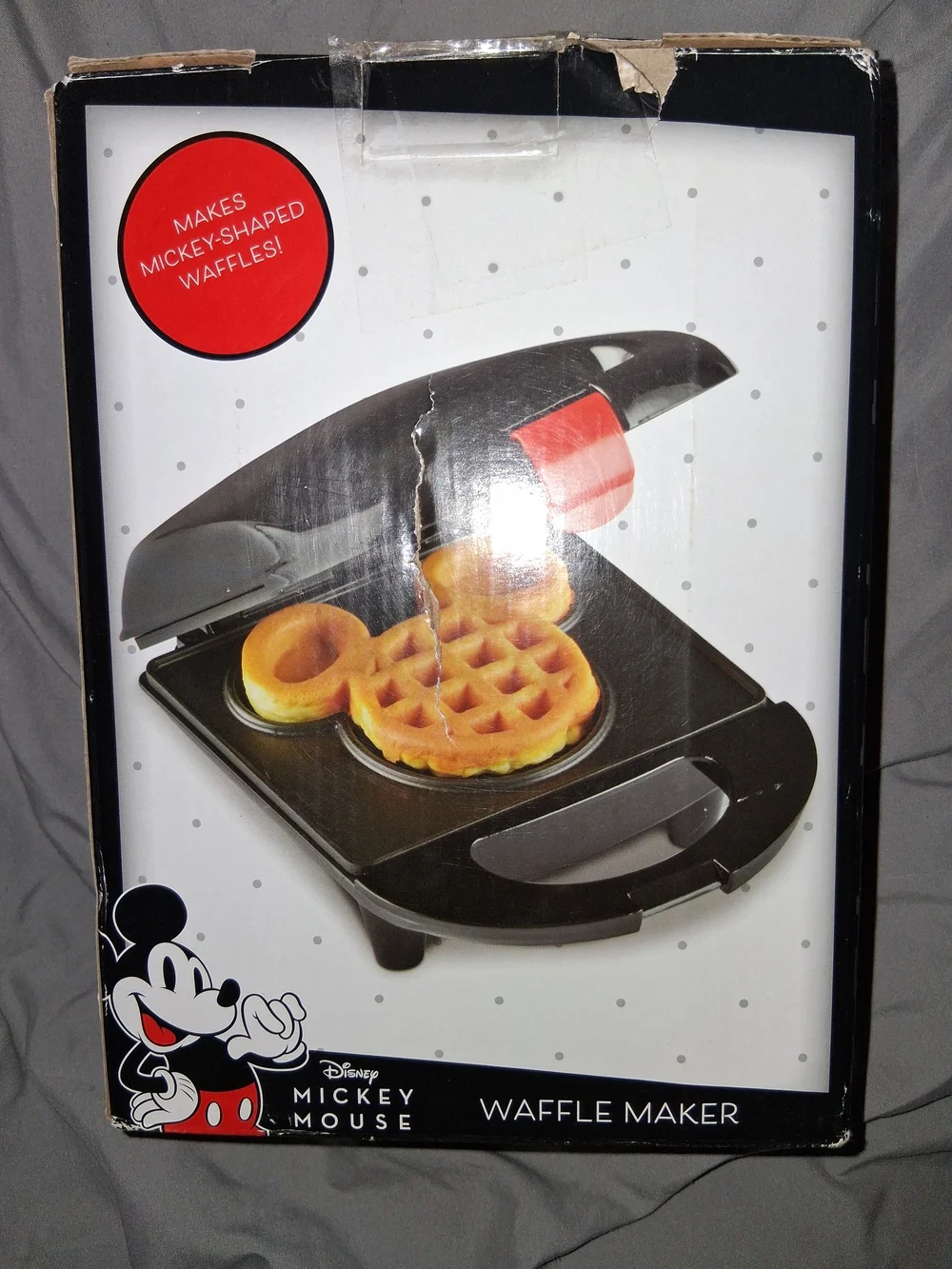 Disney Mickey Mouse Black Waffle Maker with Red Accent